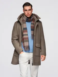 Ombre Men's parka coat with wool and hood - khaki