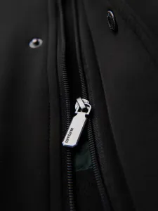 Ombre Men's parka coat with fleece lining and waist adjustment - black