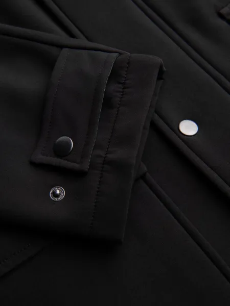 Ombre Men's parka coat with fleece lining and waist adjustment - black