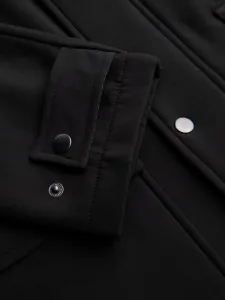 Ombre Men's parka coat with fleece lining and waist adjustment - black