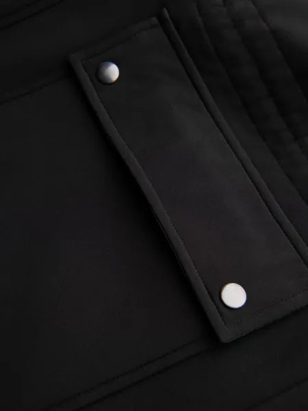 Ombre Men's parka coat with fleece lining and waist adjustment - black