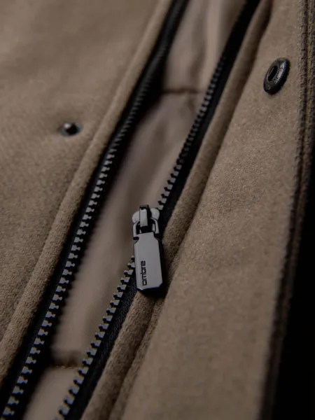 Ombre Men's parka coat with wool and hood - khaki