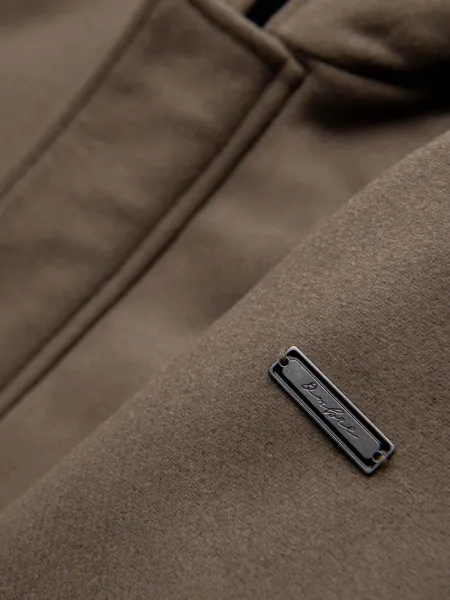 Ombre Men's parka coat with wool and hood - khaki