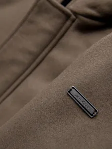 Ombre Men's parka coat with wool and hood - khaki