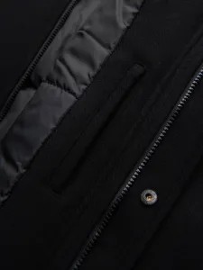 Ombre Men's parka coat with wool and hood - black