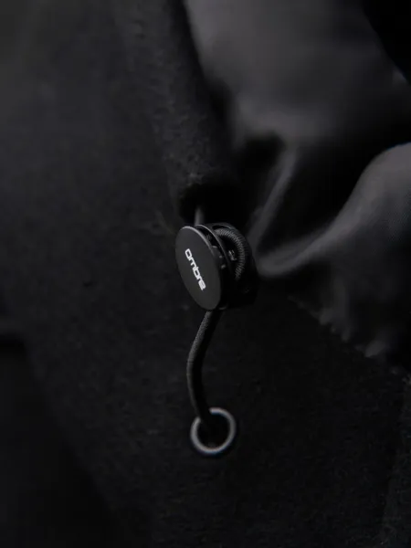 Ombre Men's parka coat with wool and hood - black