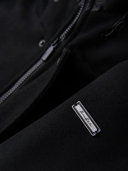 Ombre Men's parka coat with wool and hood - black