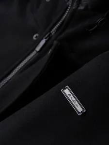 Ombre Men's parka coat with wool and hood - black