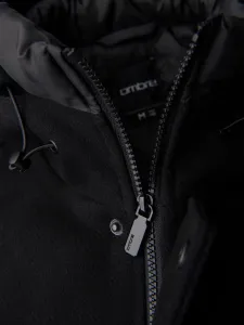 Ombre Men's parka coat with wool and hood - black