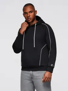 Ombre Men's sweatshirt with contrast stitching and hood - black