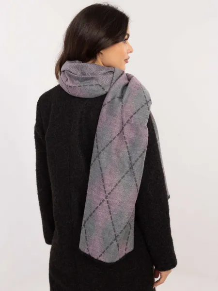 Grey and pink women's viscose scarf