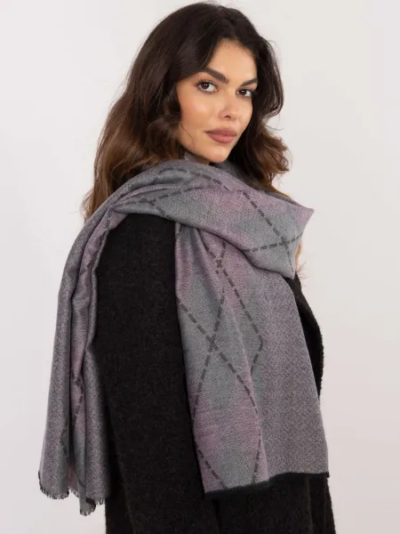 Grey and pink women's viscose scarf