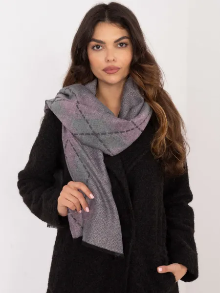 Grey and pink women's viscose scarf