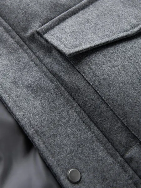 Ombre Warm long men's parka jacket with wool - grey melange