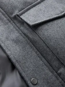 Ombre Warm long men's parka jacket with wool - grey melange