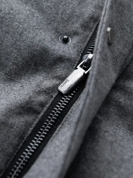 Ombre Warm long men's parka jacket with wool - grey melange