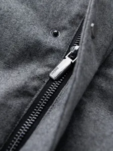 Ombre Warm long men's parka jacket with wool - grey melange