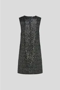 Šaty Karl Lagerfeld Embellished Tweed Bow Dress Herringbone Sequins