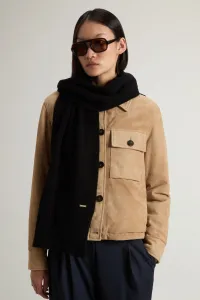 Šál Woolrich Pure Cashmere Ribbed Scarf Black