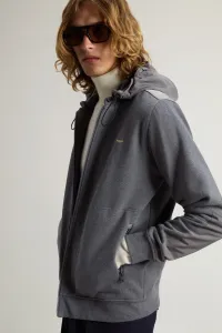 Mikina Woolrich Mixmedia Full-Zip Hoodie Charcoal Melange