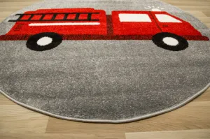 Koberec Lima G752A hasičské auto, červený / sivý kruh