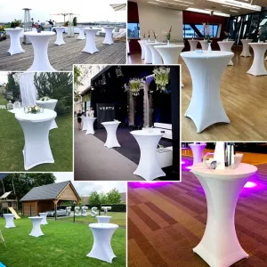 JAKS Elastický poťah na koktejlový stôl biely 80 cm