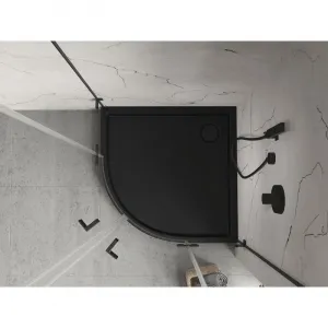 MEXEN - Flow+ Sprchová vanička štvrťkruh 90 x 90, čierna mat 46Q709090H