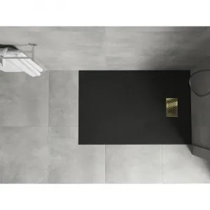 MEXEN/S - Hugo sprchová vanička SMC 100x90, čierna, krytka zlatá 42709010-G
