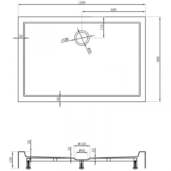 MEXEN - Flow+ sprchová vanička obdĺžniková 90 x 120, biela lesk 46R109012H
