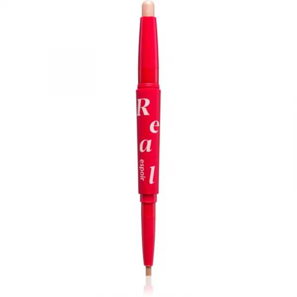 espoir Real Eye Dual Stick dlhotrvajúce očné tiene v ceruzke s rozjasňovačom odtieň 02 Peach Beam 0.5 g