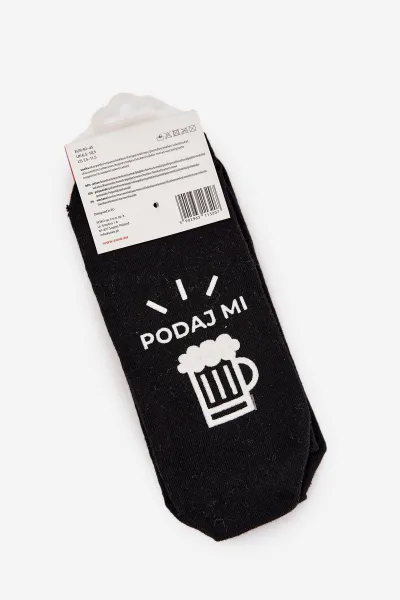 SOXO Pánske Ponožky S Nápismi Daj Mi Pivo Čierne