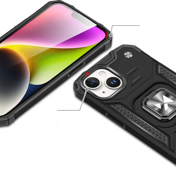 MG Ring Armor kryt na iPhone 15, modrý