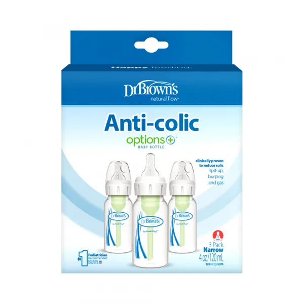 Dojčenská fľaša options+ Anti-colic 120ml – 3ks (SB43005-P3)