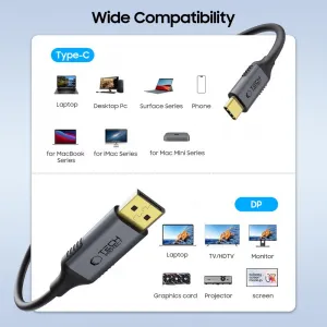 Tech-Protect Ultraboost kábel USB-C / DisplayPort 1.4 8K 1.8m, čierny