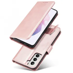 MG Magnet knižkové kožené puzdro na Samsung Galaxy S22 Plus, ružový