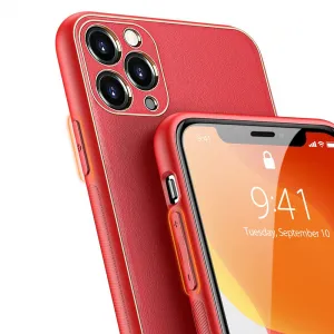 DUX DUCIS Yolo kožený kryt na iPhone 11 Pro Max, červený