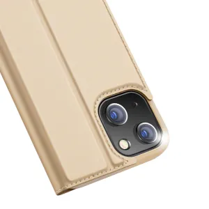 Dux Ducis Skin Pro knižkové kožené puzdro na iPhone 14 Plus, zlaté