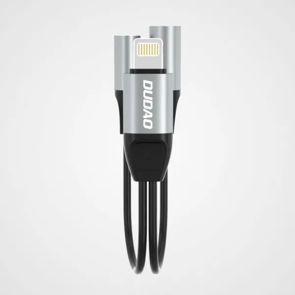 Dudao L17 adaptér Lightning - Lightning / 3,5 mm mini jack, sivý (L17i+ gray)