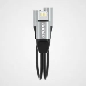 Dudao L17 adaptér Lightning - Lightning / 3,5 mm mini jack, sivý (L17i+ gray)