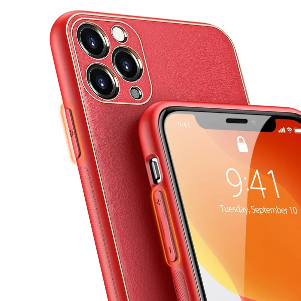 DUX DUCIS Yolo kožený kryt na iPhone 11 Pro, červený
