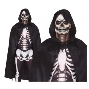 Guirca Čierný plášť s kapucňou unisex zamatový 130cm