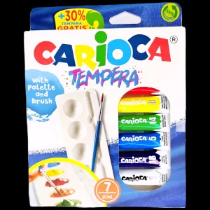 Temperové farby Carioca 10 ml 7 ks + paleta + štetec zdarma-CARIOCA + Magické popisovače- fixky 10 ks