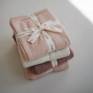 Mushie pletená detská deka z organickej bavlny - pásiková Dark Gray