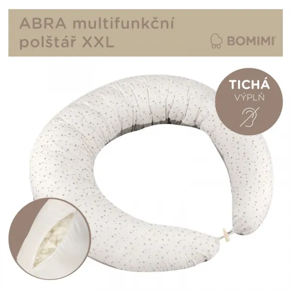 Bomimi ABRA Vankúš multifunkčný XXL, HVIEZDIČKY biela/sivá