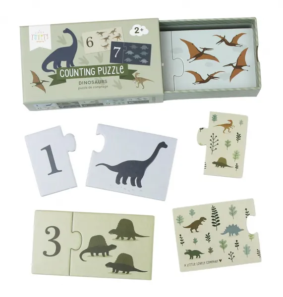 A Little Lovely Company - priradzovacie puzzle – počítanie s dinosaurami