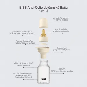 BIBS antikoliková fľaša s kaučukovým cumlíkom 150ml - Blush
