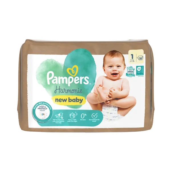 Pampers Harmonie Size 1 jednorazové plienky 2-5 kg 35 ks