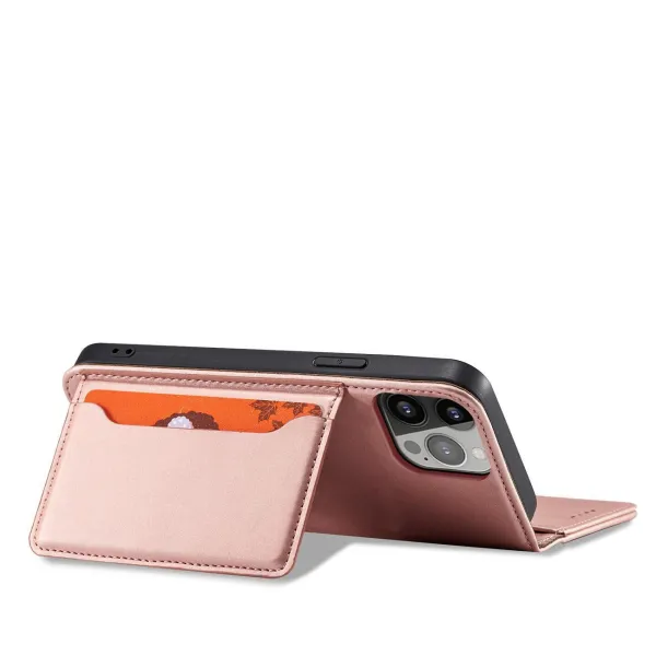 MG Magnet Card knižkové kožené puzdro na iPhone 13 Pro Max, ružové