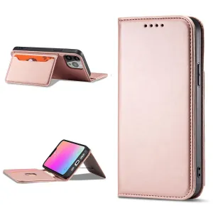 MG Magnet Card knižkové kožené puzdro na iPhone 13 Pro Max, ružové