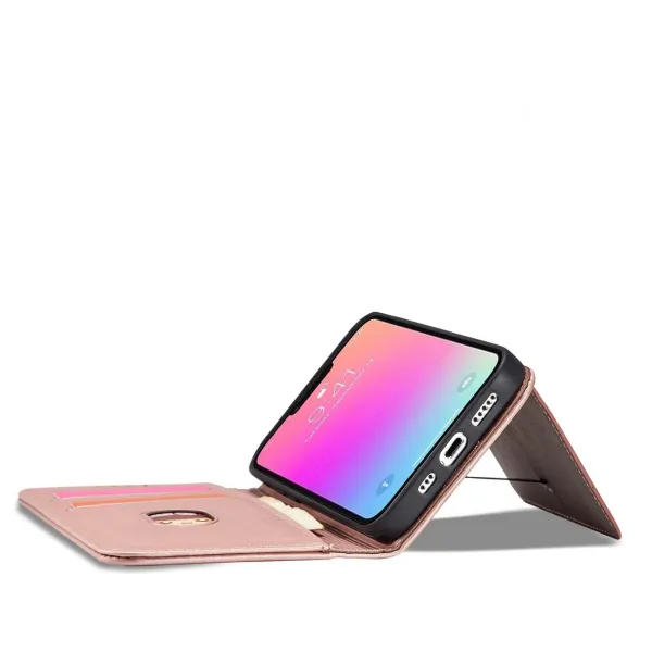 MG Magnet Card knižkové kožené puzdro na iPhone 13 Pro Max, ružové